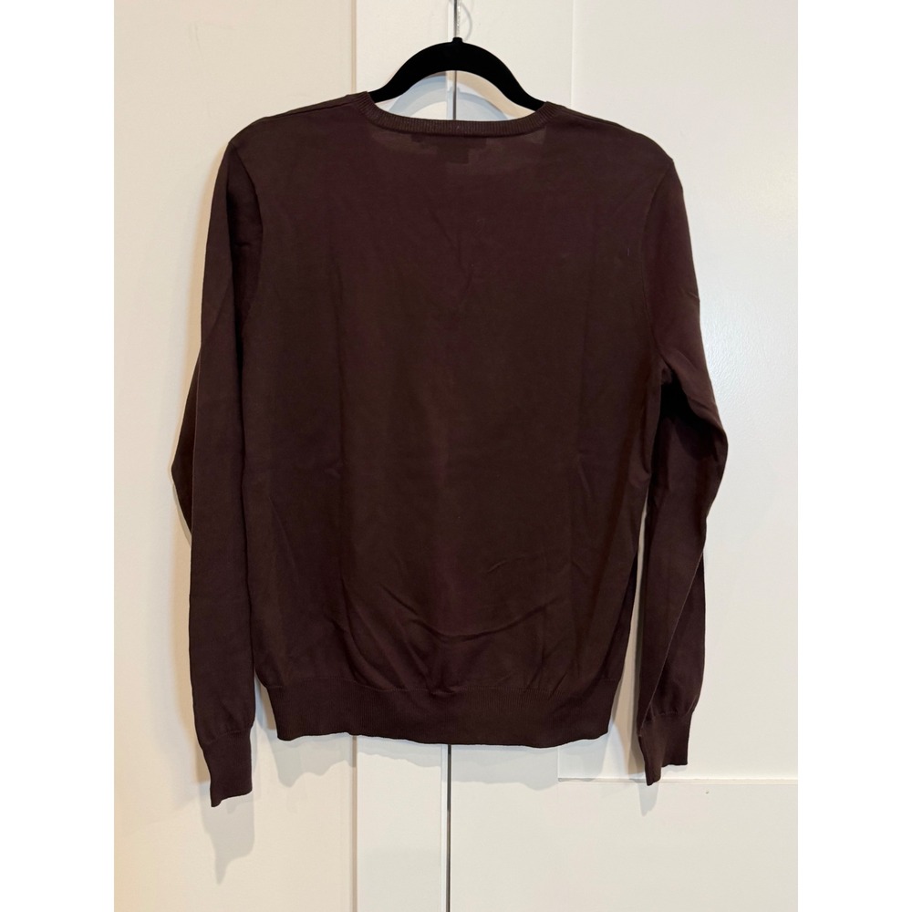 Ralph Lauren V-Neck Sweater Women XL Brown Excellent Pima Cotton Preppy Vintage - Picture 8 of 11